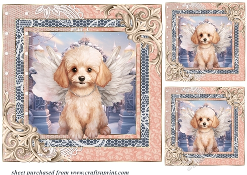 3 Christmas angel pup card fronts/toppers 16