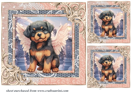 3 Christmas angel pup card fronts/toppers 17