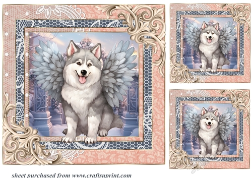 3 Christmas angel pup card fronts/toppers 18