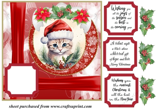 Christmas kitty card front N3