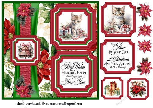 2 Panel Christmas kitten card front 1