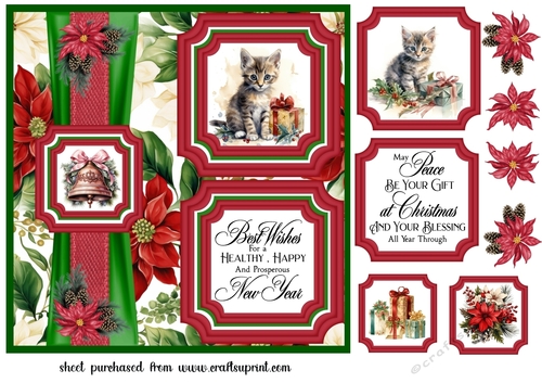 2 Panel Christmas kitten card front 2