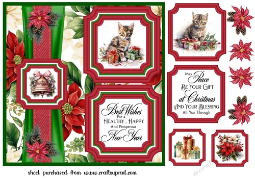 2 Panel Christmas kitten card front 3
