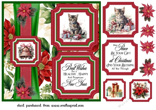 2 Panel Christmas kitten card front 4