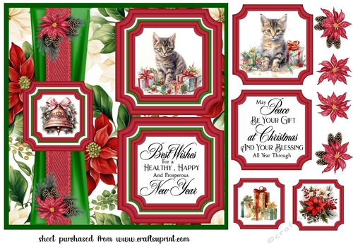 2 Panel Christmas kitten card front 5