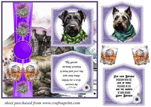 2 Panel Scottish terrier with scarf card front 1