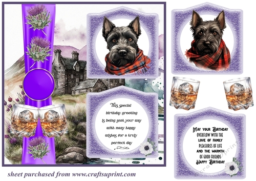 2 Panel Scottish terrier with scarf card front 4