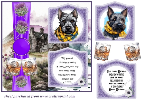 2 Panel Scottish terrier with scarf card front 6