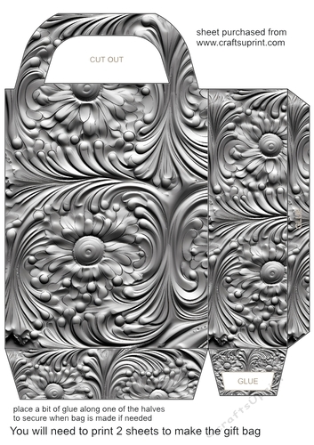 Silver metal embossed gift bag 10