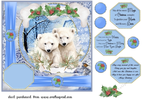 Christmas snow animals card front 2