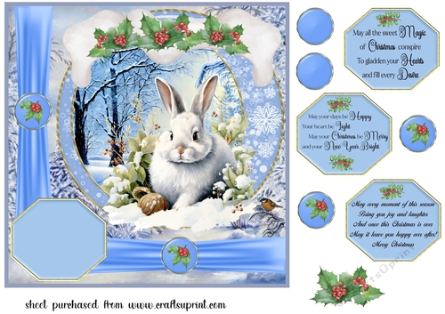 Christmas snow animals card front 3