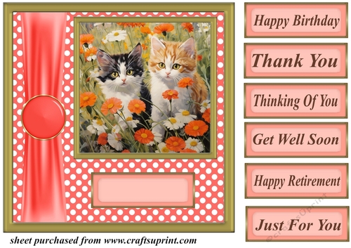 Cats in flowers card front 5