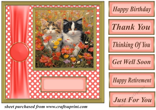 Cats in flowers card front 6