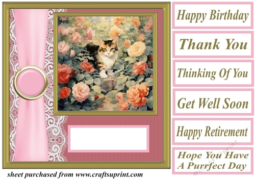 Rose garden kittens card front 5