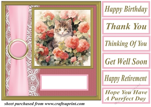 Rose garden kittens card front 9
