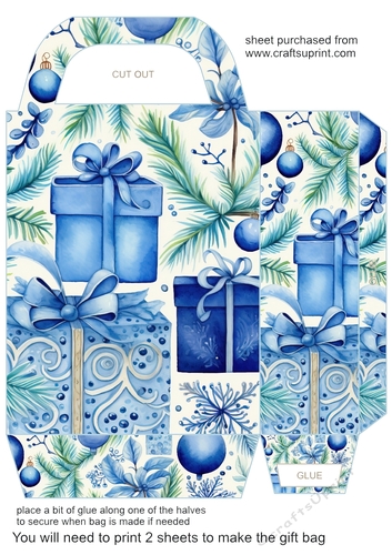 Blue Christmas themed gift bag 6