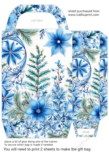 Blue Christmas themed gift bag 8