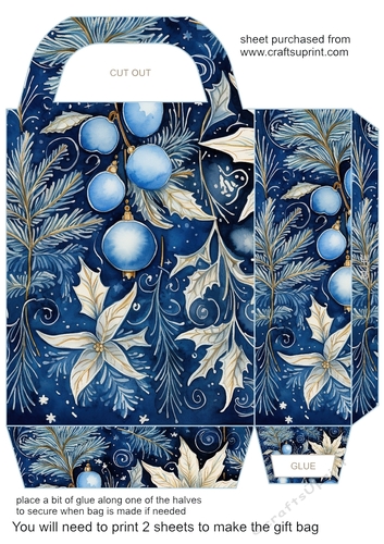 Blue Christmas themed gift bag 12