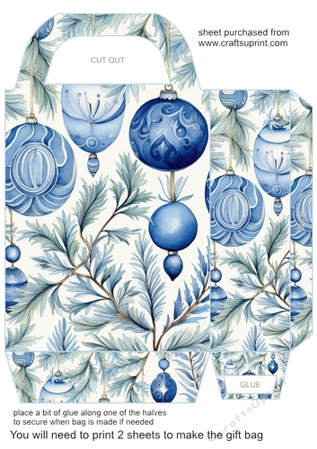 Blue Christmas themed gift bag 13