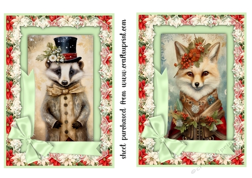 2 5x7 Christmas animal card fronts/toppers 1