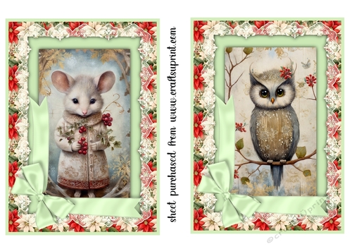 2 5x7 Christmas animal card fronts/toppers 3