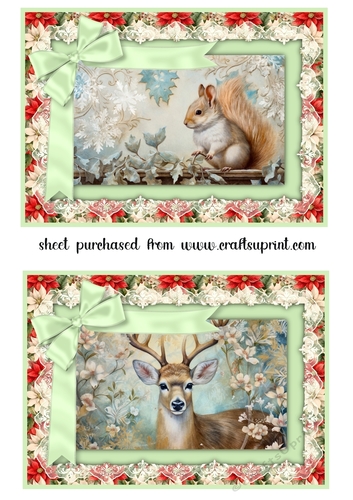 2 7x5 Christmas animal card fronts/toppers 4