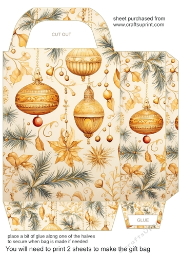 Gold Christmas themed gift bag 1