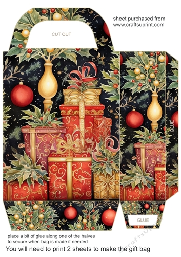 Gold Christmas themed gift bag 11
