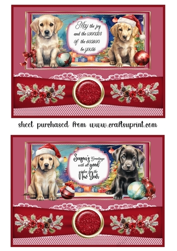 2 Red 5x7 Christmas pups card fronts A