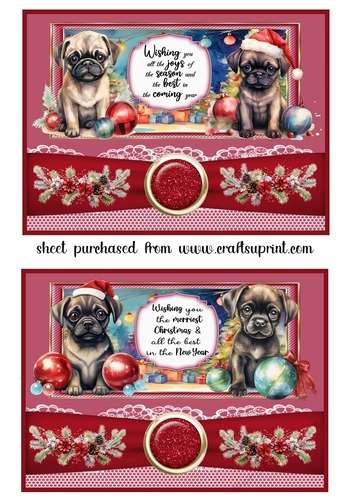 2 Red 5x7 Christmas pups card fronts B