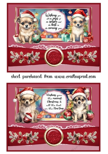 2 Red 5x7 Christmas pups card fronts D