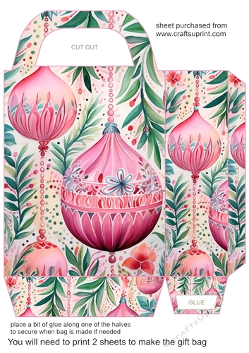 Pink boho Christmas gift bag 12