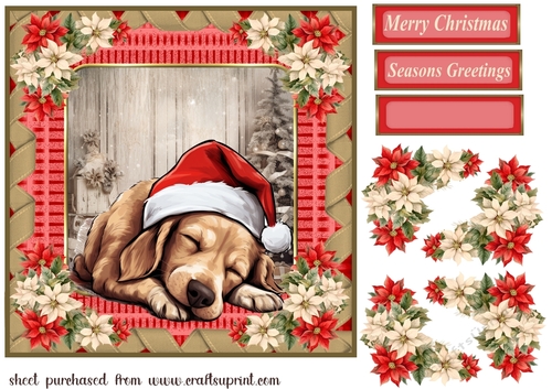 Sleeping Christmas pup card front 3