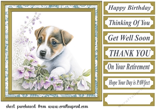 Floral Jack Russel card front 1