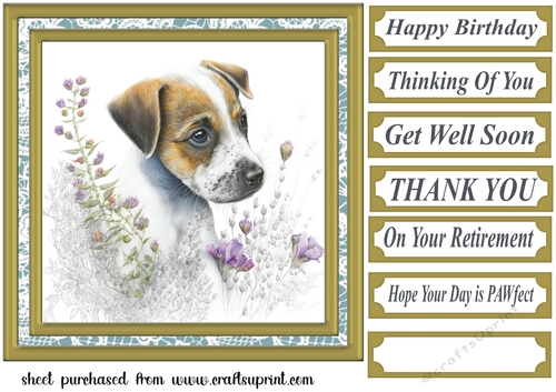 Floral Jack Russel card front 2