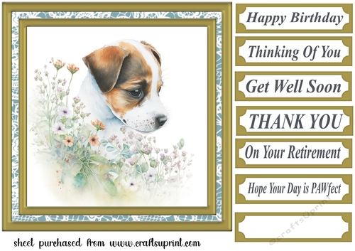 Floral Jack Russel card front 3