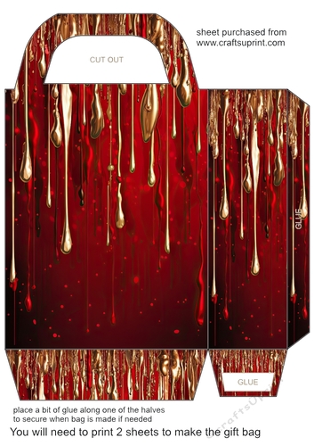 Red and gold Christmas drip gift bag 1