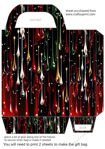 Red and gold Christmas drip gift bag 2