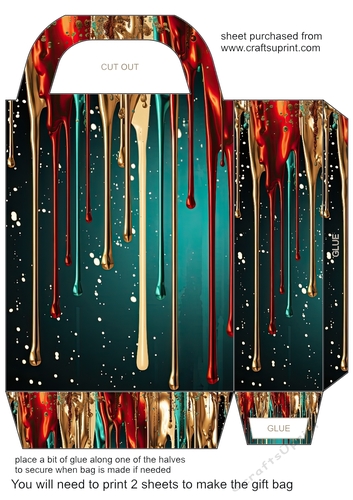 Red and gold Christmas drip gift bag 3