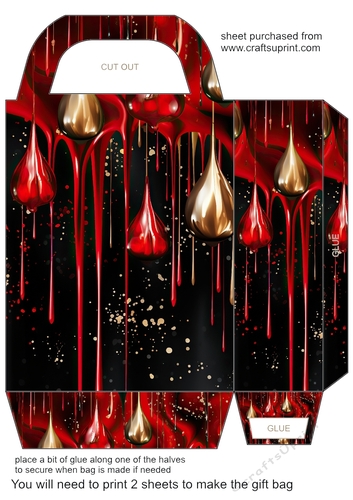 Red and gold Christmas drip gift bag 4