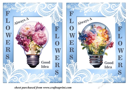 2 5x7(aprox) Flowers always a good idea card fronts 5