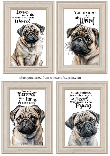 4 Pug framed toppers