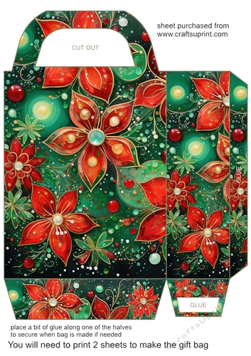 Christmas flowers and sparkles gift bag 1