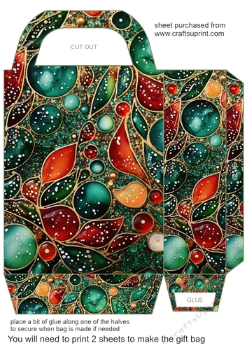 Christmas flowers and sparkles gift bag 3