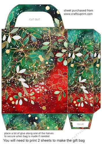 Christmas flowers and sparkles gift bag 4