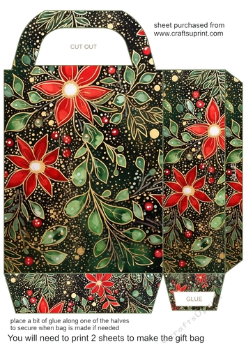 Christmas flowers and sparkles gift bag 5