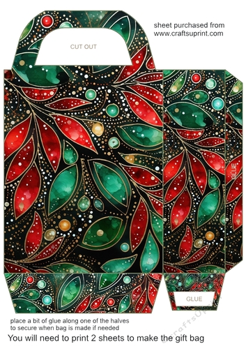 Christmas flowers and sparkles gift bag 6
