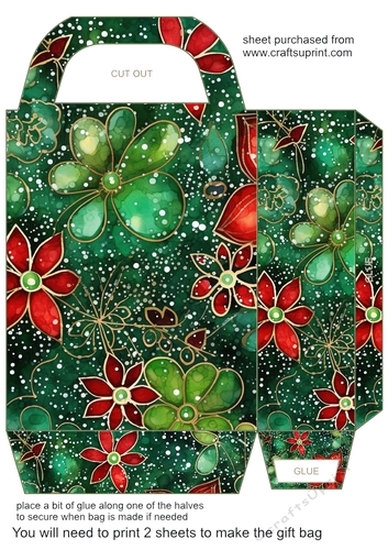 Christmas flowers and sparkles gift bag 7