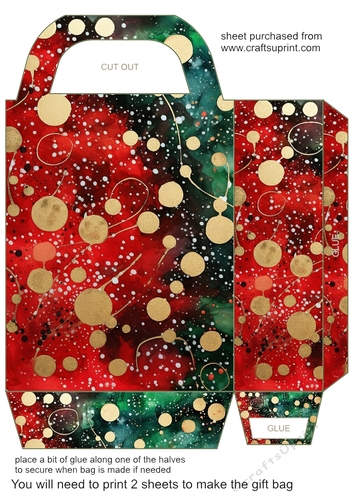 Christmas flowers and sparkles gift bag 10