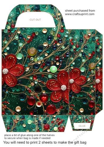 Christmas flowers and sparkles gift bag 11